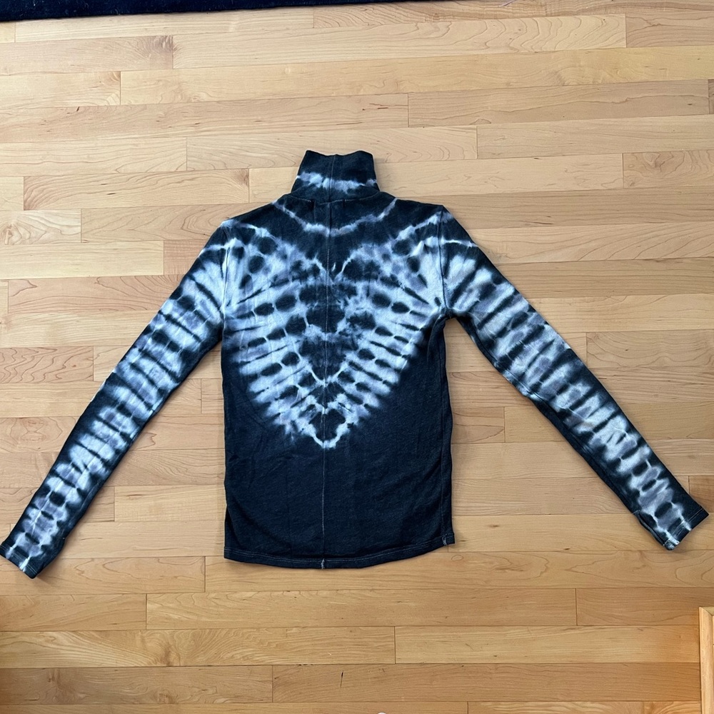 ✌️Psychedelic Groovy Long Sleeve Charcoal/White Tie Dye Free People/We The Free - Picture 3 of 15